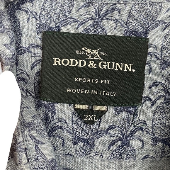 RODD & GUNN linen short sleeve pineapple design shirt button down s… - Picture 5 of 7